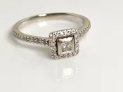 10KT White Gold Princess Cut Diamond with Diamond Accents Size 6.5