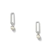 Boxy Silver + Pearl Earrings