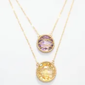 10KT yellow gold amethyst citrine necklace