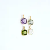 Green Amethyst 14K Gold Cushion Charm