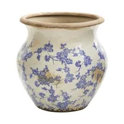 10.5-in Tuscan Ceramic Blue Scroll Urn Vase