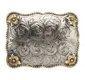 AndWest Rectangular Scallop with Rope and Flowers Buckle 501