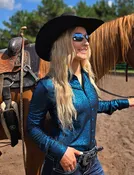 Beautiful Teal Shimmer Stretch Jersey Lightweight Pullover Button Up