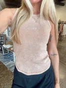 Apricot Washed Raw Edge Tank Top