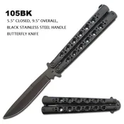 Butterfly Knife Black Stainless-Steel Blade/Black Stainless-Steel Handle SKU 105BK