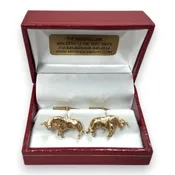 14K Gold Pair of Bull Cufflinks 1970’s 10.48 dwt