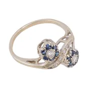 10k Gold Diamond and Sapphire Ring
