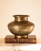 0233 Antique Egyptian Engraved Brass Vessel