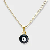 10mm evil eye charm - necklace 18kts gold plated