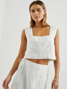 Akira Linen Top in White