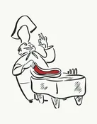 Abbondanza Chef Preparing a Steak Vintage Menu Art Print