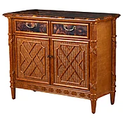 Vintage Chinese Chippendale Faux Bamboo and Penshell Buffet