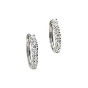 14k White Gold Diamond Small Hoop Earrings