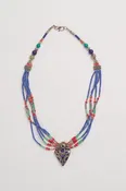 Sterling Silver, handcrafted lapis or turquoise beaded medallion necklace