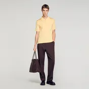 Knitted polo shirt with zip collar