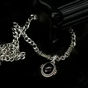 Black Cabochon Link Chain Necklace