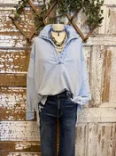 Powder Blue 3/4 Snap-Collar Popover