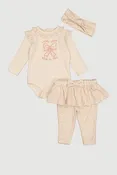 Baby Girls 0-9M Sassy From Bow To Toe Bodysuit and Skirted Leggings