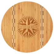 Bamboo Round Cutting Board with Butcher Block Inlay 11-3/4"