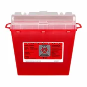 First Aid Only M943 Sharps Container, Rotor Lid, Plastic, Red, 1.25 gal, 1 Each