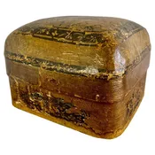 19th Century Antique Distressed Lidded Box, Chinese Paper Mache