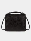 Annapolis Italian Python Leather Handbag Midnight