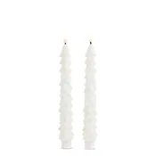 10.5" Glittered White Tree Taper Candle Set