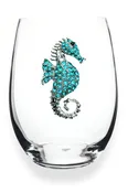 Blue Seahorse Stemless Wine Glass - The Queens Jewels