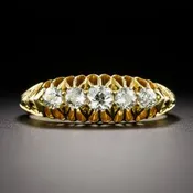 English Victorian Five-Stone Diamond Ring, Circa 1907