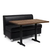2-Seat Adele Black Vinyl Restaurant Booth Set with Reclaimed Wood Table