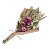 Andaluca - Petite 12" Bouquet: Pink Strawflowers and Grains #191