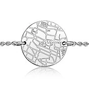 14k White Gold Circle Map Bracelet