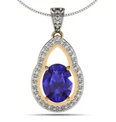 1.55ct Oval Tanzanite Pendant With .21ctw Diamonds in 14k Gold