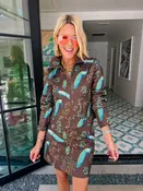 A GARDEN TO REMEMBER PEACOCK SKIRT SET - BROWN