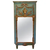19th Century French Neo-Classical Carved and Parcel Gilt Trumeau Mirror