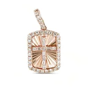 10k Rose Gold Diamond Cross Charm Pendant