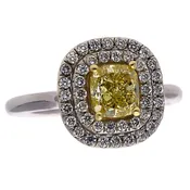 14K White Gold and Fancy Yellow Diamond Engagement/Fashion Ring