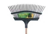 18" PLASTIC RAKE  WITH WOOD HANDLE
