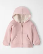 Toddler Girl Recycled Sherpa Waffle Knit Hooded Jacket
