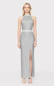 LUREX EYELASH MOCK NECK GOWN