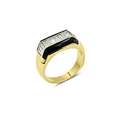 Gent's Diamond & Black Onyx Yellow Gold Ring