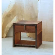 end table from reclaimed wood and steel - with drawer - salvaged fir, recycled steel - night stand — birdloft