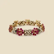 14k Alternating Seed Pearl & Ruby Bracelet