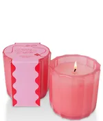 Aromatique Peony Petals Ribbed Glass Candle, 8 oz.