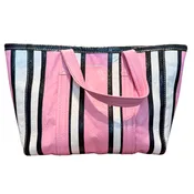 Balenciaga Barbes East-West Striped Small Shopper Tote