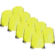 10 Drawstring Tote Bags - Neon Yellow