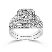 Asscher Cut 1.5 Carat, 14K Wedding Ring Set