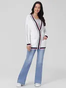 525 America Crochet Varsity Oversized Cardigan