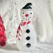 Blown Glass Snowman - Candy Cane Scarf