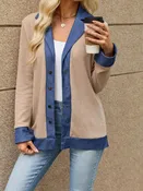 Contrast Denim Lapel Collar Outerwear